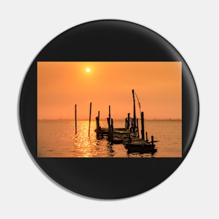 Old dock sunset Pin