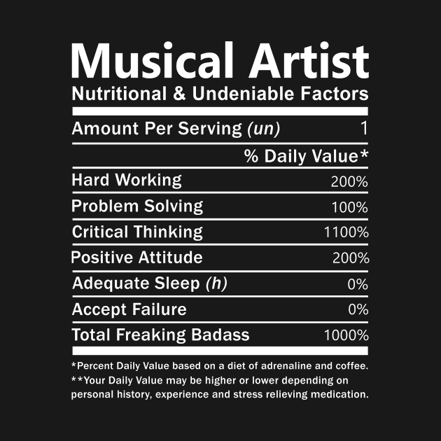 Musical Artist T Shirt - Nutritional and Undeniable Factors Gift Item Tee by Ryalgi