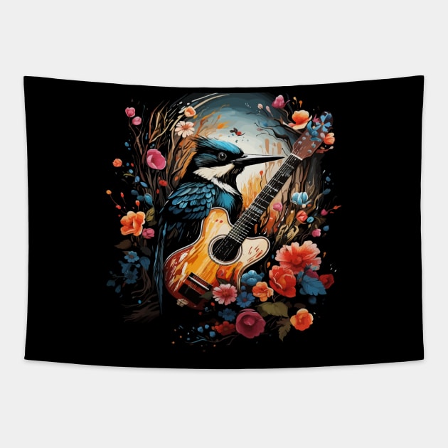 Woodpecker Playing Guitar Tapestry by JH Mart