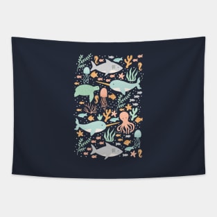 Under the Sea - Navy Tapestry