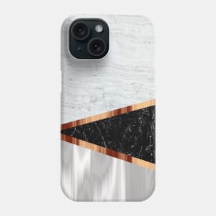 preppy scandinavian minimalist geometric pattern black white marble Phone Case