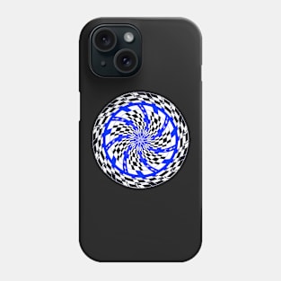 Blue Black and White Checkered Swirl Phone Case