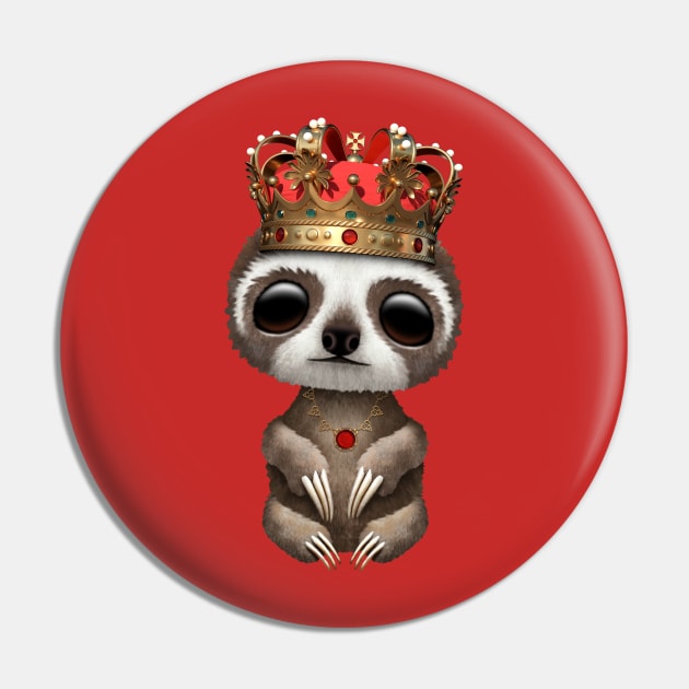 Cute Baby Sloth Wearing Crown Pin by jeffbartels