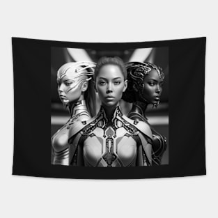 Life in Black and White Trio Portrait Tapestry