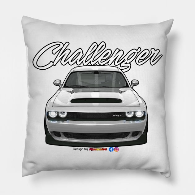 Challenger SRT White by pjesusart Pillow by PjesusArt