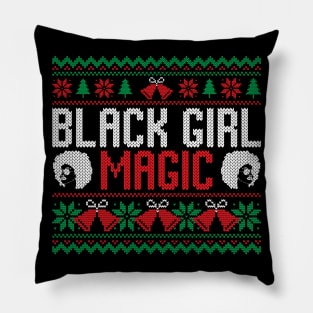 Black Girl Magic African American Ugly Christmas Sweater Pillow