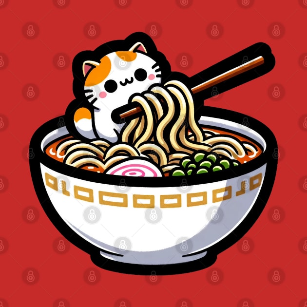 Ramen and Cat by WorldByFlower