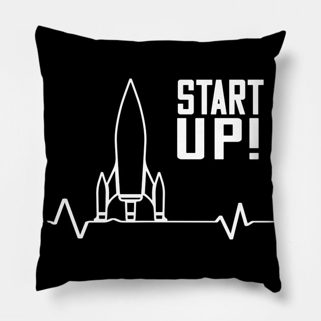 Start Up Rocket Entrepreneur Pillow by Foxxy Merch