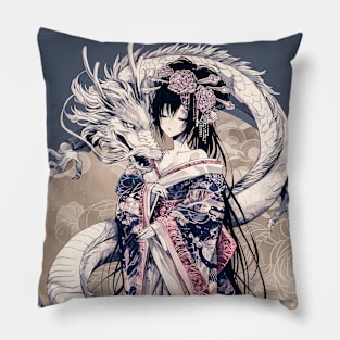 Geisha and Dragon 7816 Pillow