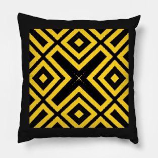 HIGHLY Visible Yellow and Black Line Kaleidoscope pattern (Seamless) 5 Pillow