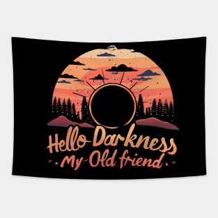 Hello Darkness My Old Friend Solar Eclipse -  Retro Style Tapestry