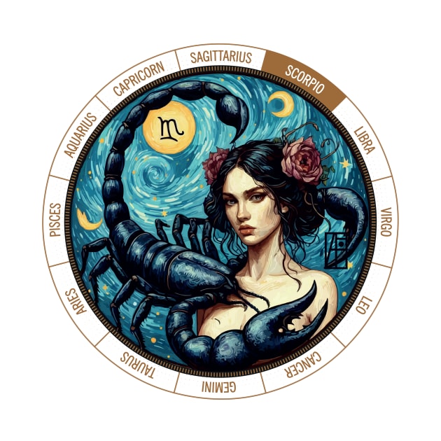 ZODIAC Scorpio - Astrological SCORPIO - SCORPIO - ZODIAC sign - Van Gogh style - 7 by ArtProjectShop
