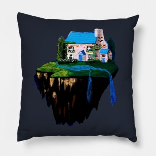 Unique floating space island - fantasy Pillow