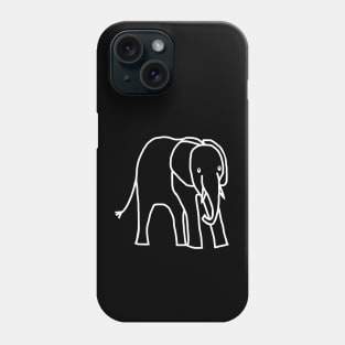 Minimal White Line Little Elephant Phone Case