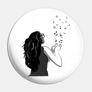 The Girl with musical notes Pin