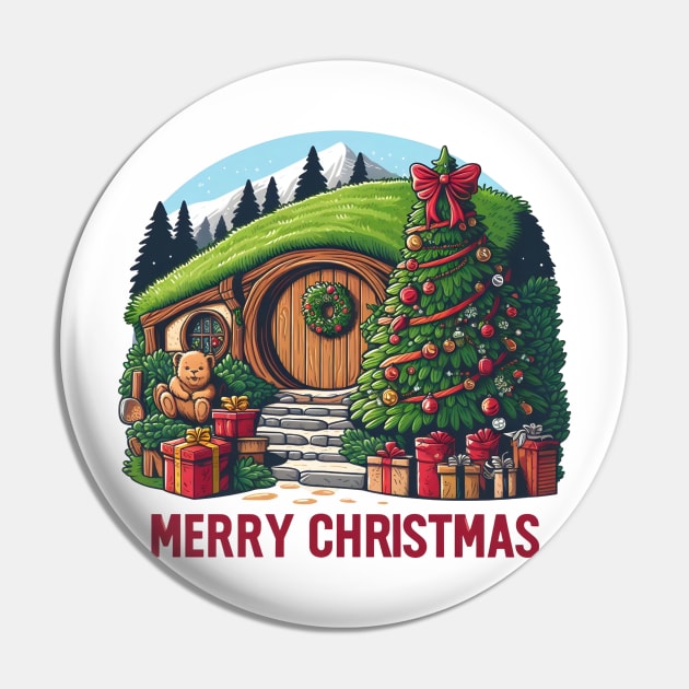 Merry Christmas - Fantasy Round Door - Christmas Pin by Fenay-Designs