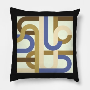 Abstract vintage geometric pattern brown blue Pillow