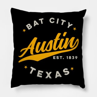 Vintage Austin Bat City Texas USA Pillow