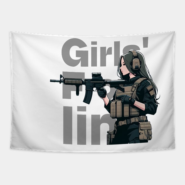 Girls' Frontline Tactical Chic Tee: Where Strength Meets Style Tapestry by Rawlifegraphic