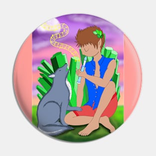 Fairy and wolf friend Pin