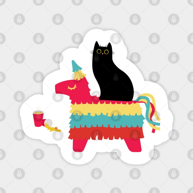 Cat riding piñata Magnet by Polynesian Vibes