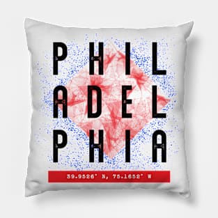 Philadelphia - Urban City Typography with Coordinates Pillow