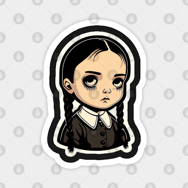 ADDAMS Family, Wednesday-inspired design, Magnet by Buff Geeks Art