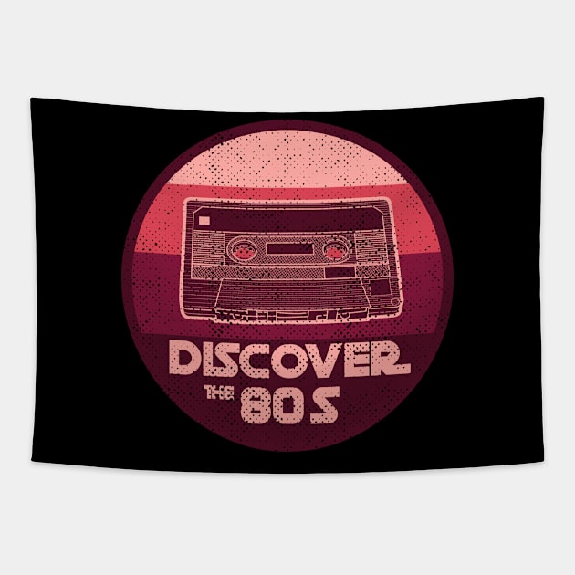 DISCOVER THE 90S vintage retro 80s nostalgia design second color version with distress Tapestry by leepianti