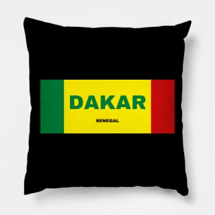 Dakar City in Senegal Flag Colors Pillow
