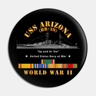 Battleship  USS Arizona WWII w SVC Ribbons Pin