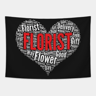 Florist Heart Shape Word Cloud Design print Tapestry