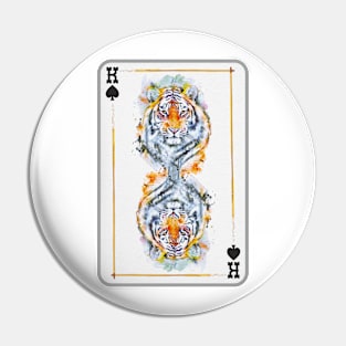 Tiger Head King of Spades Playing Card Pin