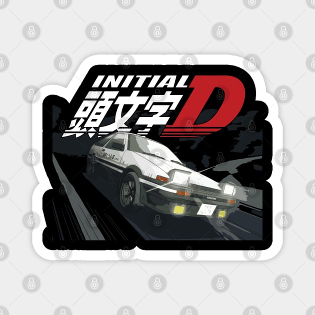 Initial D - Mountain Drift Racing Takumi Fujiwara's Toyota AE86 tofu Magnet by cowtown_cowboy