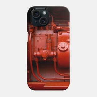 Red Tractor Motor. Vintage diesel Engine Portrait Phone Case