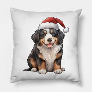 Bernese Mountain Dog in Santa Hat Pillow