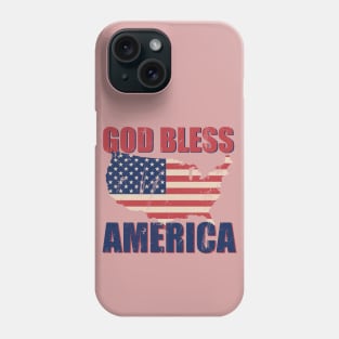 God Bless America US Flag Map Distressed Patriotic Art Phone Case