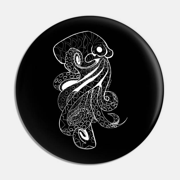 dark octopus on Mayan pattern ecopop Pin by jorge_lebeau