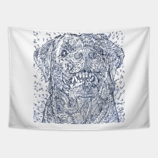 ANGRY ROTTWEILER pencil portrait Tapestry