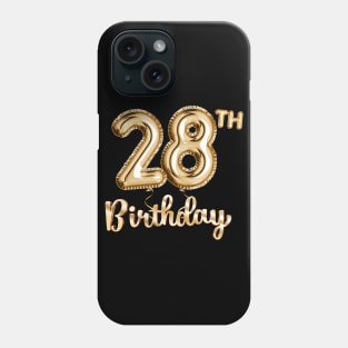 28th Birthday Gifts - Party Balloons Gold Phone Case