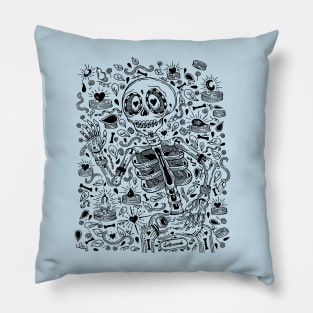 Skeleton Nature Doodle Pillow