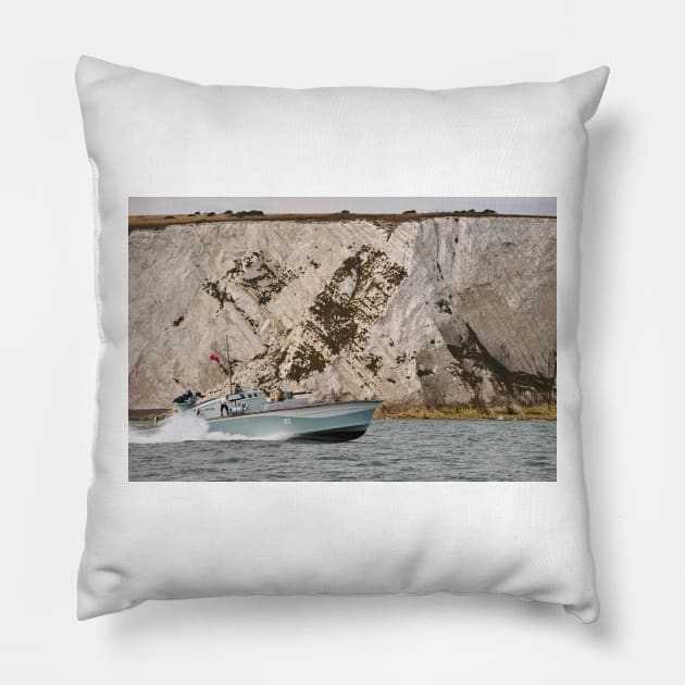 Motor Gun Boat at Speed off the Isle of Wight Pillow by richard49