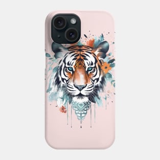 painted color mandala tiger cartoon Phone Case