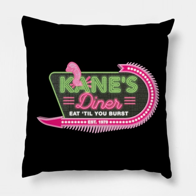 Kane's Diner. Eat 'til you burst. - Funny Alien Pillow by Iron Ox Graphics