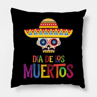 Dia de Los Muertos Sugar Skull with Sombrero Pillow