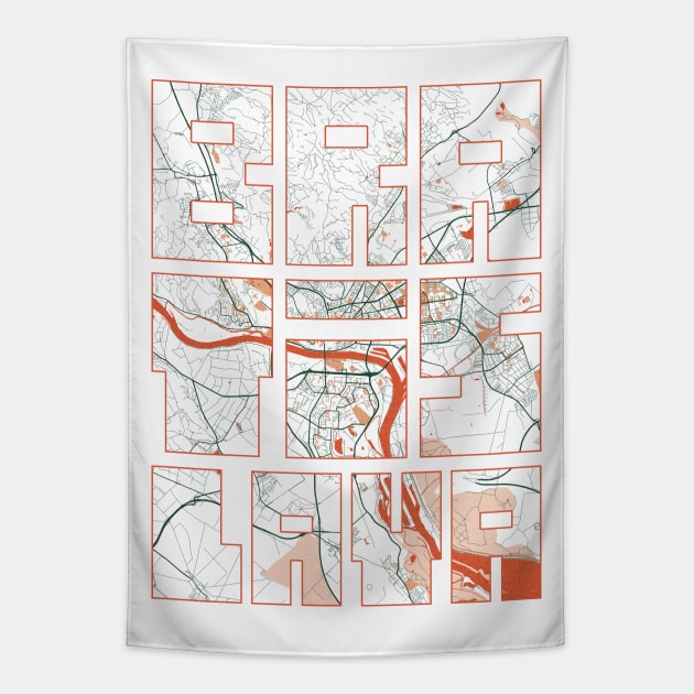 Bratislava, Slovakia City Map Typography - Bohemian Tapestry by deMAP Studio