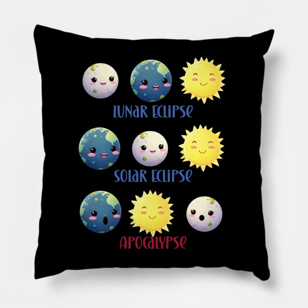 Solar eclipse apocalypse cute kawaii transition Pillow by Edgi