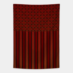 Pattern bordeaux stripes and floral ornaments Tapestry