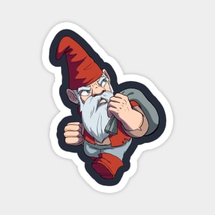 Grumpy Gnome in Bright Red Magnet