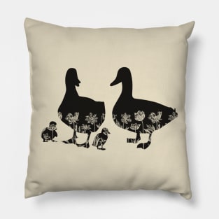 Floral Ducks Pillow