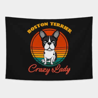 Crazy Boston Terrier Lady Dog puppy Lover Cute Sunser Mother's Day Tapestry